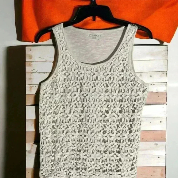 Caslon Junior’s Size Small  lace overlay cream-colored pull-on tank. - Picture 1 of 2
